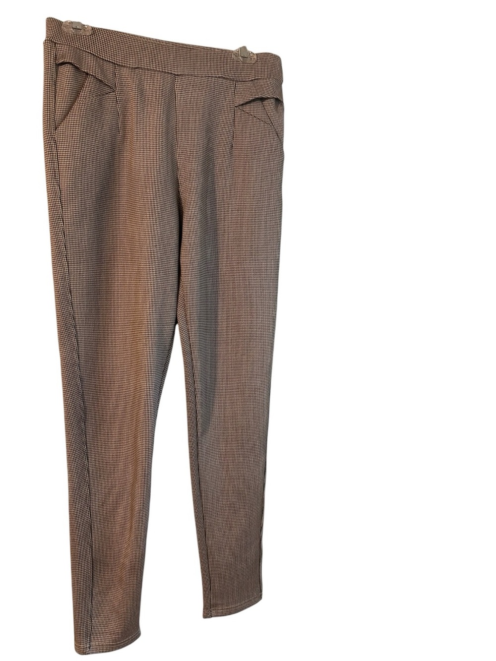Maze Collection brown tan herringbone tweed stretch trousers Size M